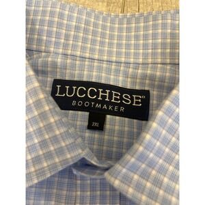 Lucchese Bootmaker Mens Long Sleeve Gingham Dress Shirt 2XL Blue‎ White